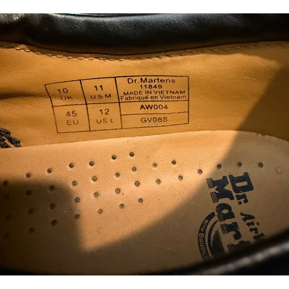 Doc Martens Mens Size 11 Padded Collar Oxford Black Leather 5 Eye 11849 Preppy - Picture 3 of 11